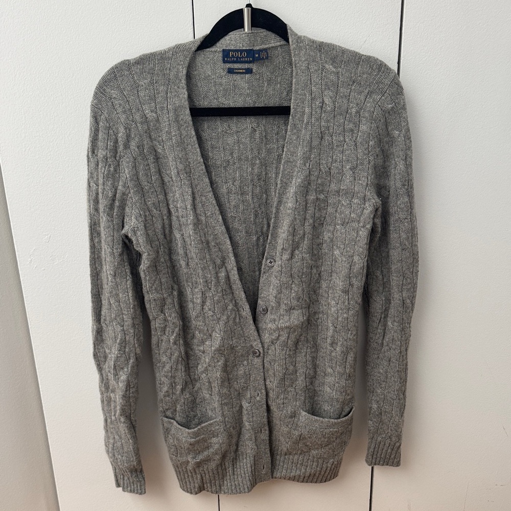 Polo Ralph Lauren Gray Cable Knit Cashmere Cardigan